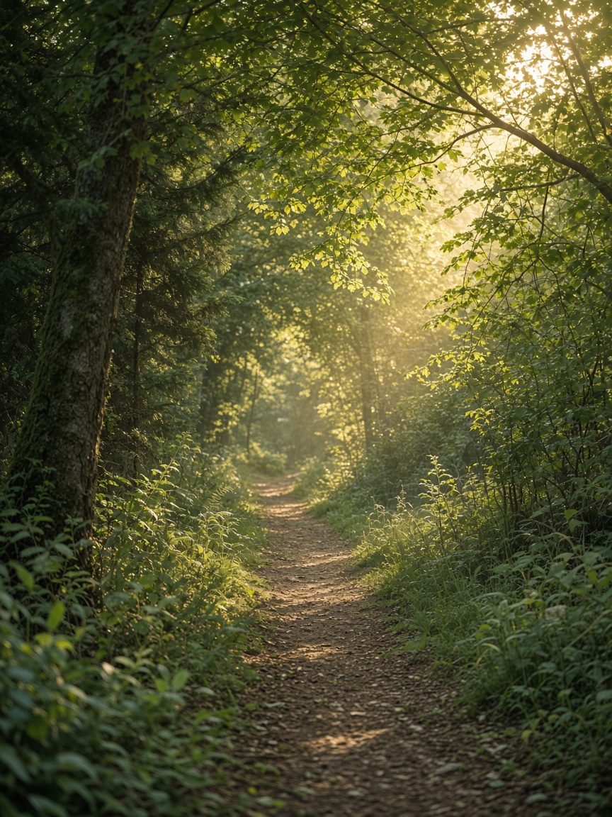 A sunlit forest path